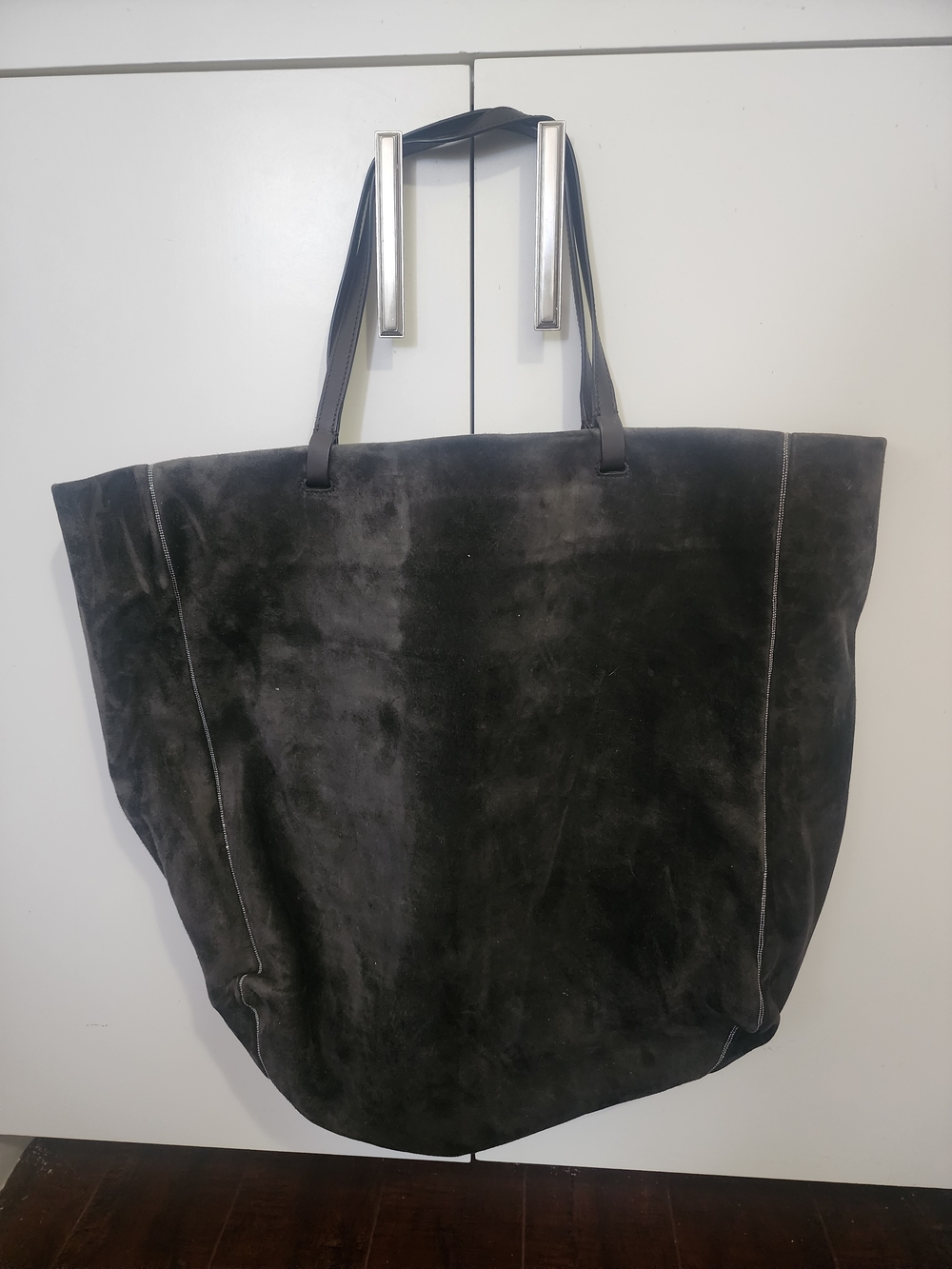 Brunello Cucinelli Black Suede Large Shopper Tote Bag